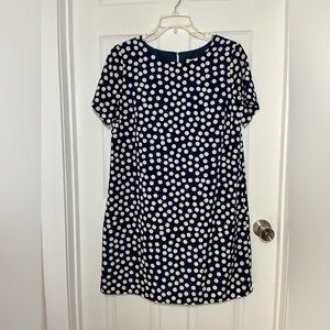J. Crew Midnight Blue Shift Dress with White Dots